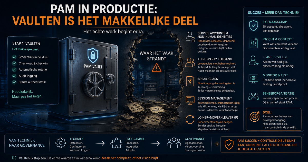 Privileged Access Management in productie: service accounts, break-glass en overdracht bepalen het succes